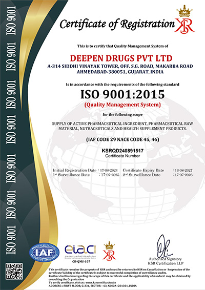 DEEPEN DRUGS PVT LTD GMP CERTIFICATE